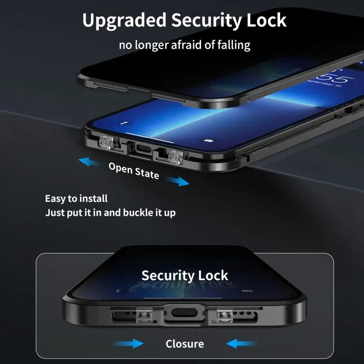 Dual-Lock Anti-peeping Glass 360 Full Body Frosted Magnetic Phone Case For iPhone 14 For iPhone 14 Plus For iPhone 14