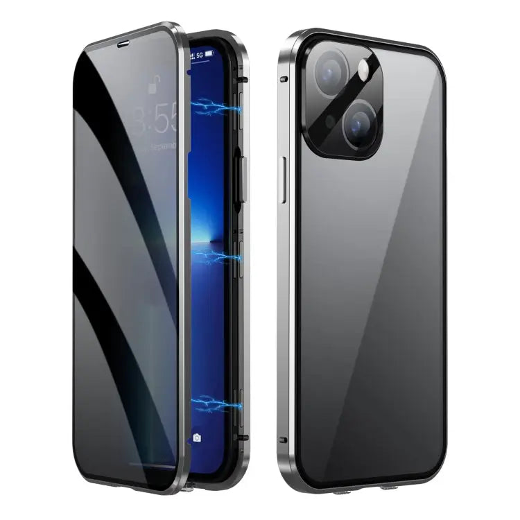 Dual-Lock Anti-peeping Glass 360 Full Body Frosted Magnetic Phone Case For iPhone 14 For iPhone 14 Plus For iPhone 14