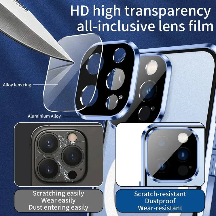 Dual-Lock Anti-peeping Glass 360 Full Body Frosted Magnetic Phone Case For iPhone 14 For iPhone 14 Plus For iPhone 14