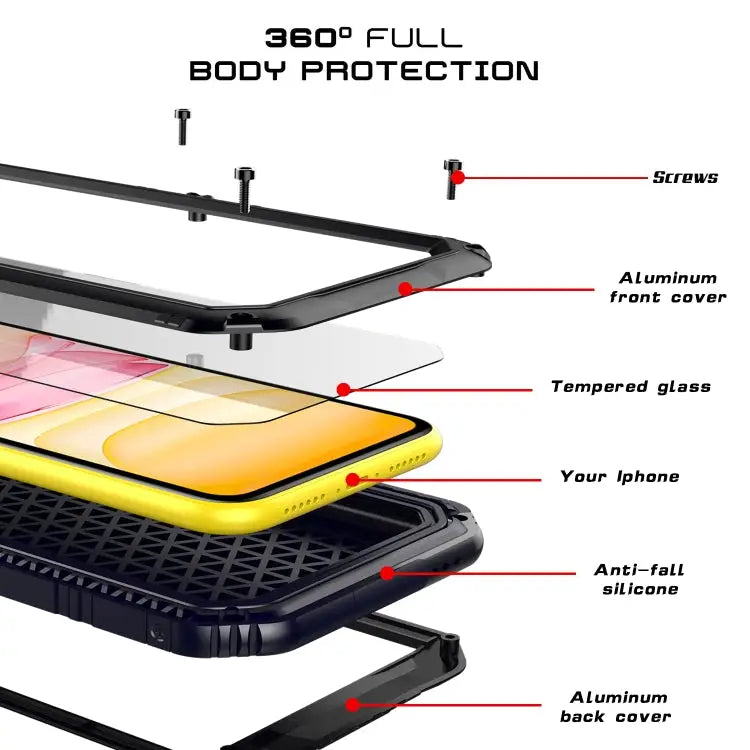 Dustproof Shockproof Waterproof Silicone + Metal Protective Case For iPhone 11 For iPhone 11 Pro Max For iPhone 11 Pro