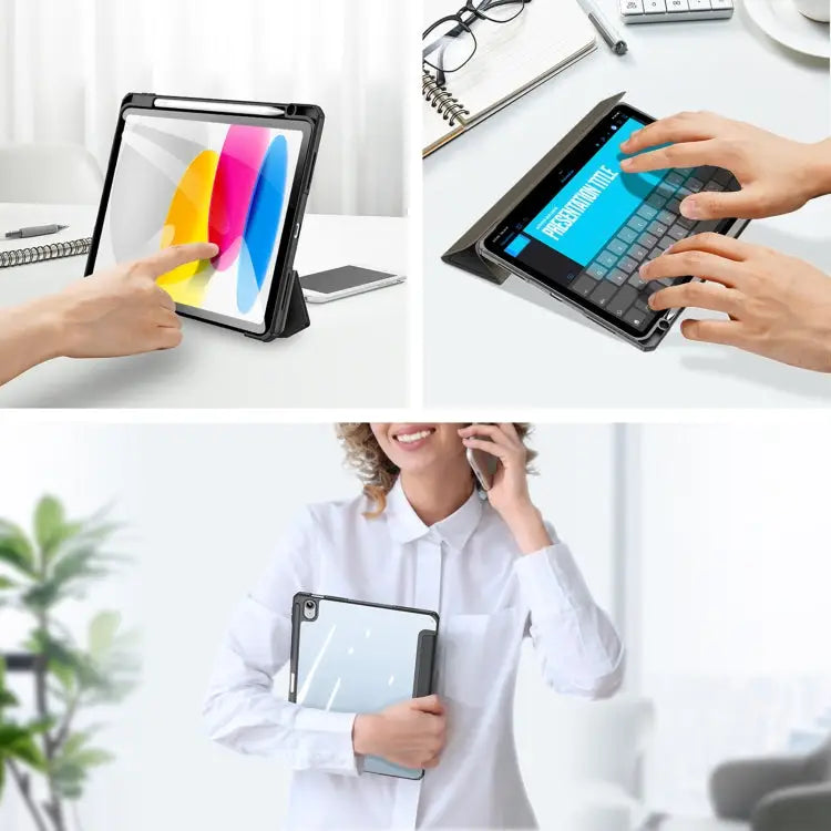 DUX DUCIS TOBY Series Antiskid Leather Smart Tablet Case For iPad 10th Gen 10.9 2022 - Apple Accessories