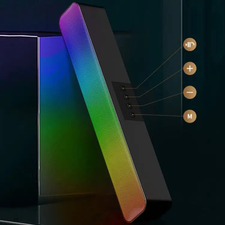 E-3562 Desktop Long Strip Multifunctional RGB Colorful Light Bluetooth Wireless Speaker E-3562 (Black) - E-3562 (Black)