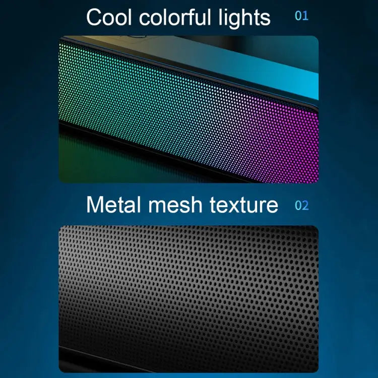 E-3562 Desktop Long Strip Multifunctional RGB Colorful Light Bluetooth Wireless Speaker E-3562 (Black) - E-3562 (Black)