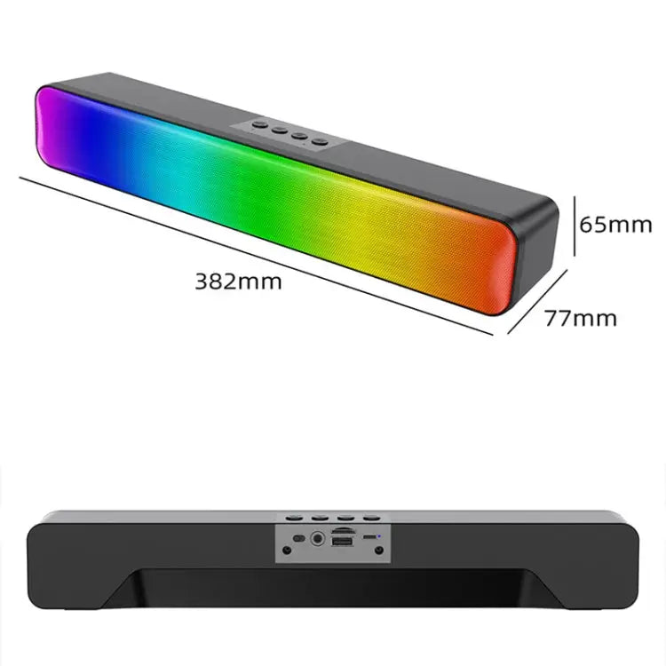 E-3562 Desktop Long Strip Multifunctional RGB Colorful Light Bluetooth Wireless Speaker E-3562 (Black) - E-3562 (Black)