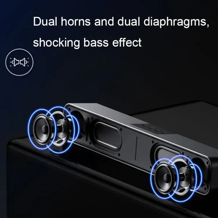 E-3562 Desktop Long Strip Multifunctional RGB Colorful Light Bluetooth Wireless Speaker E-3562 (Black) - E-3562 (Black)