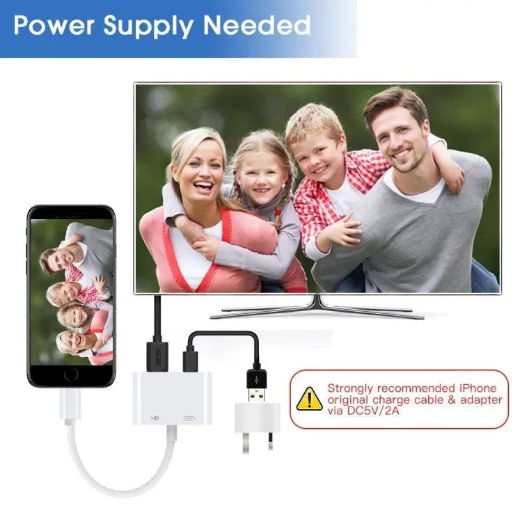 E-Gin-LTH-002 8 Pin Digital AV to HDMI Adapter + USB Charging Port for 1080P HD TV Display Screen Device - E-Gin-LTH-002