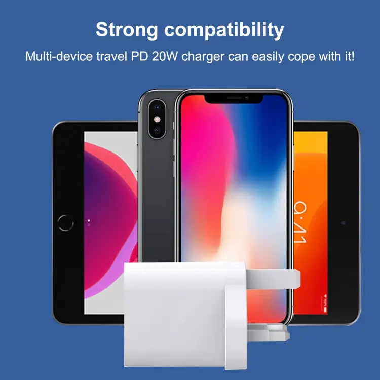 E087 20W USB-C / Type-C + USB Ports Fast Charging Travel Charger UK Plug - UK Plug