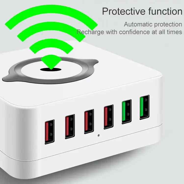 E6 7 In 1 Multi-function Wireless Charging Station USB Smart Socket Holder Stand