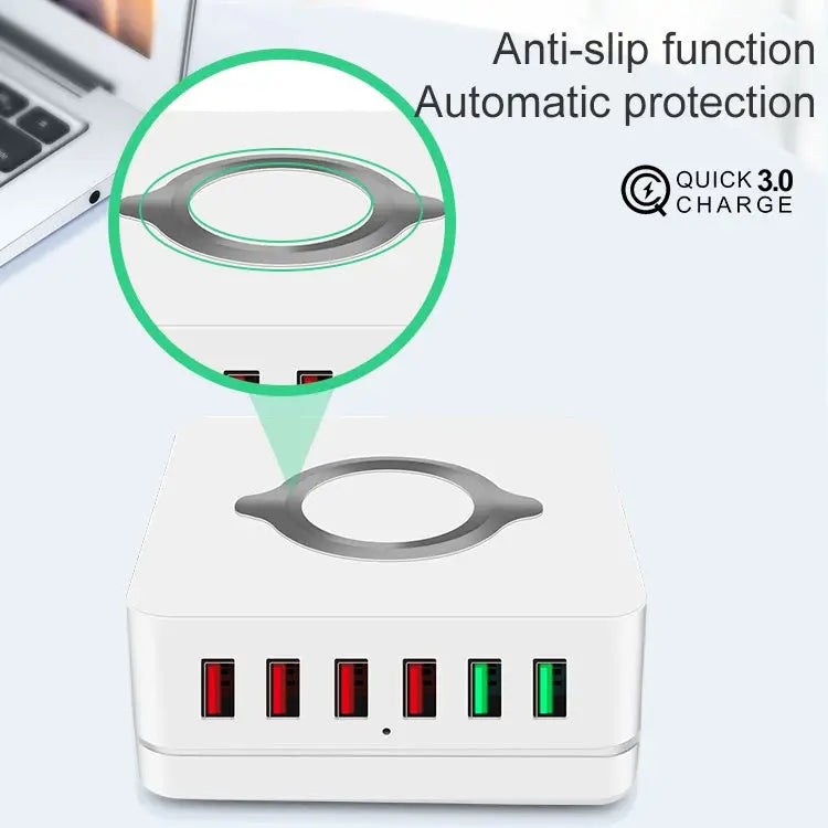 E6 7 In 1 Multi-function Wireless Charging Station USB Smart Socket Holder Stand