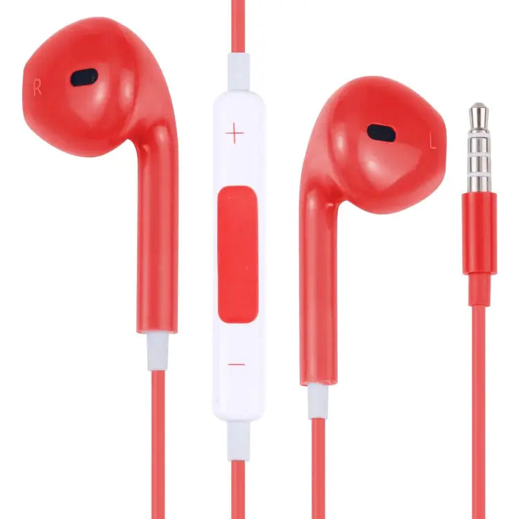 EarPods Wired Headphones Earbuds with Wired Control & Mic - Red / Red