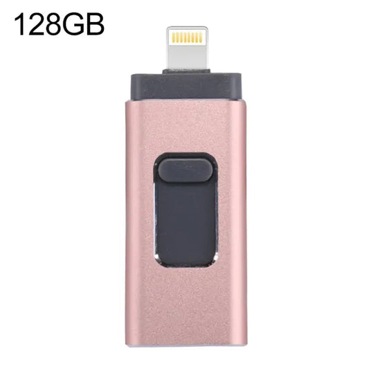 easyflash RQW-01B 3 in 1 USB 2.0 & 8 Pin & Micro USB 128GB Flash Drive - RQW-01B Rose Gold