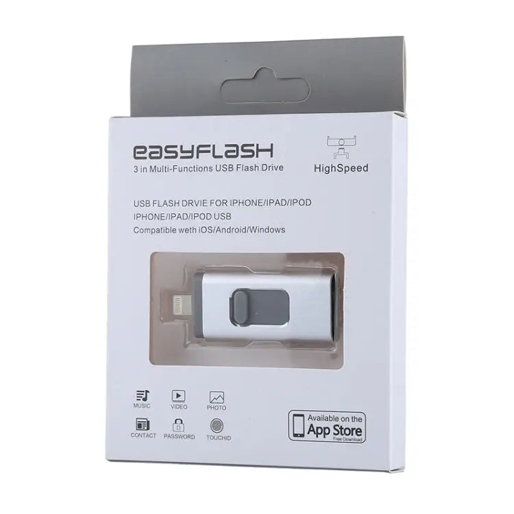 easyflash RQW-01B 3 in 1 USB 2.0 & 8 Pin & Micro USB 64GB Flash Drive - RQW-01B Silver