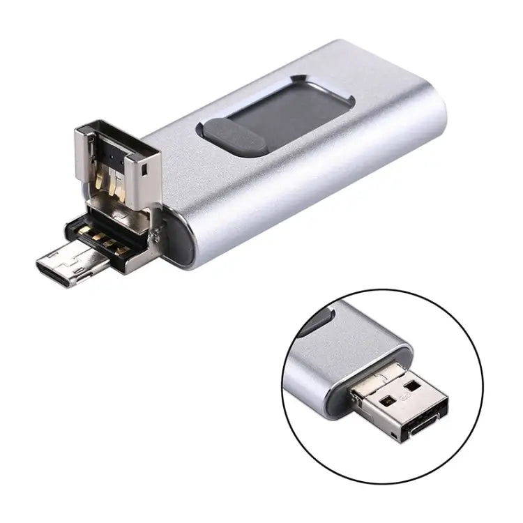 easyflash RQW-01B 3 in 1 USB 2.0 & 8 Pin & Micro USB 64GB Flash Drive - RQW-01B Silver