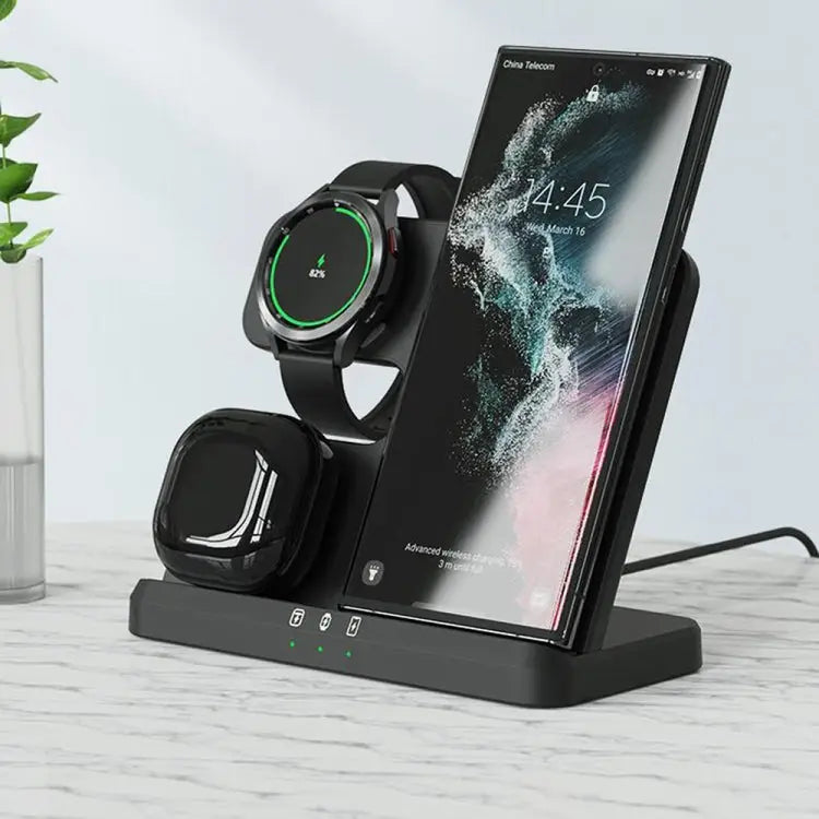 EDCS889 for Samsung Series 3 In 1 Mobile Phone Watch Earphone Wireless Charger - EDCS889 (Black)