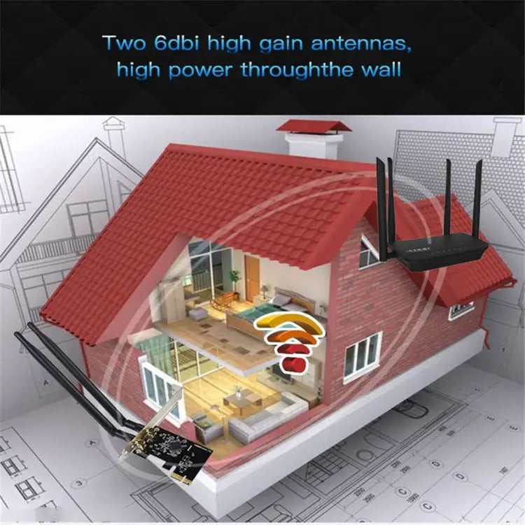 EDUP EP-9607 1200Mbps Dual-Band PCI-E Express Wireless Adapter Network Card with 2 x 6dBi Antennas EP-9607 1200Mbps