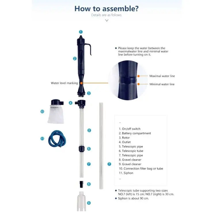 Electric Multi-functional Length Adjustable Fish Tank Cleaning Water Filter Multi-functional - Multi-functional