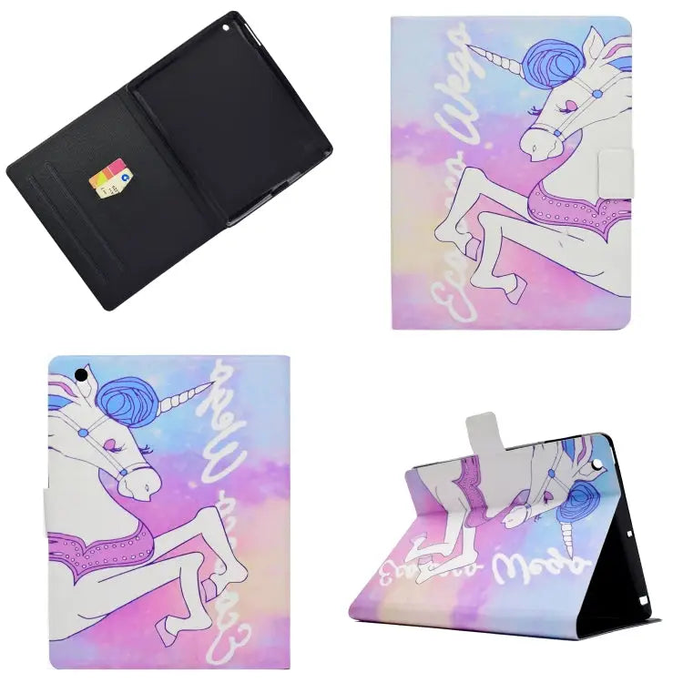 Electric Pressed Left Right Flat Feather Case with Sleep Function Pen Cover & Card Slot & Holder For Galaxy Tab E T560