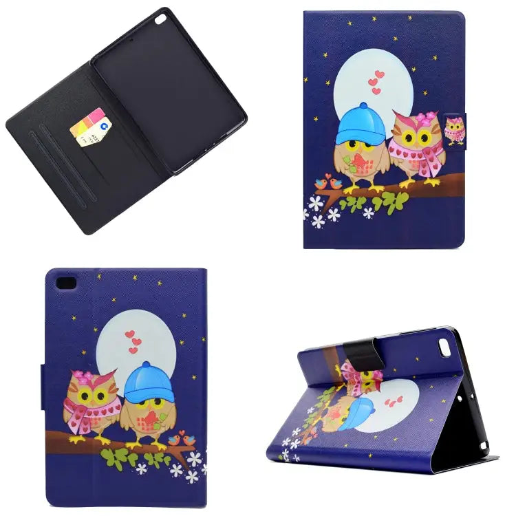 Electric Pressed Left Right Flat Feather Case with Sleep Function Pen Cover & Card Slot & Holder For Galaxy Tab E T560