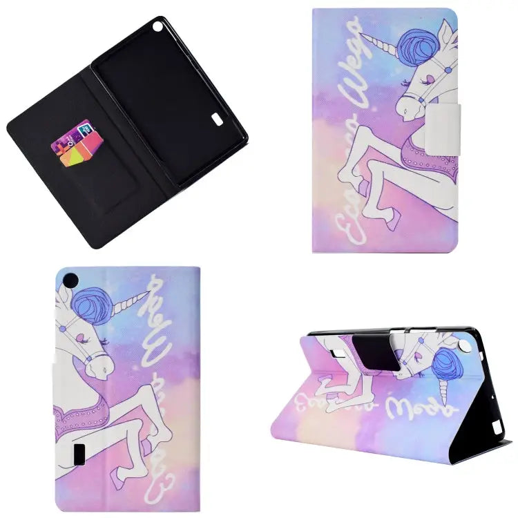 Electric Pressed Left Right Flat Feather Case with Sleep Function Pen Cover & Card Slot & Holder For Huawei T5-10.0
