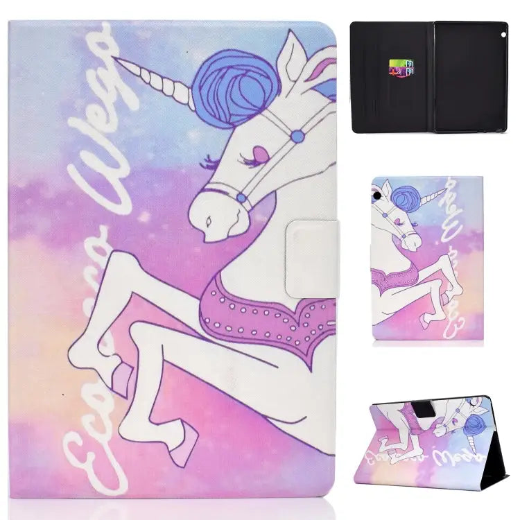 Electric Pressed Left Right Flat Feather Case with Sleep Function Pen Cover & Card Slot & Holder For Galaxy Tab E T560