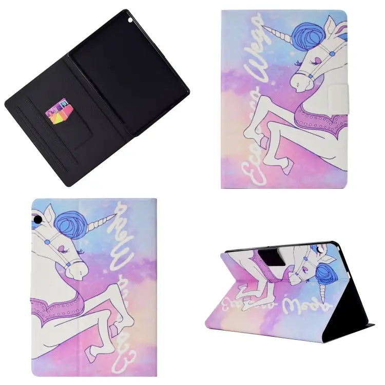 Electric Pressed Left Right Flat Feather Case with Sleep Function Pen Cover & Card Slot & Holder For Huawei T5-10.0