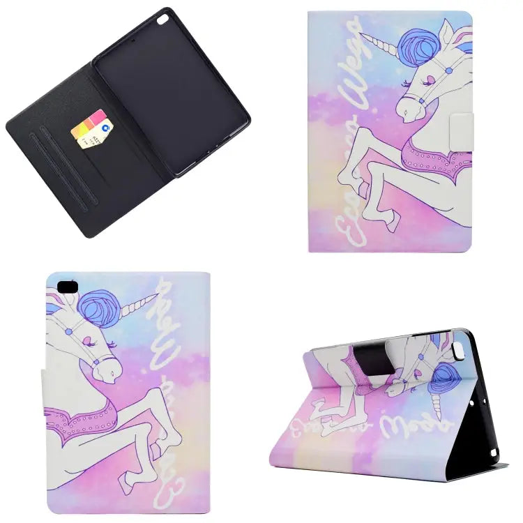 Electric Pressed Left Right Flat Feather Case with Sleep Function Pen Cover & Card Slot & Holder For Galaxy Tab E T560