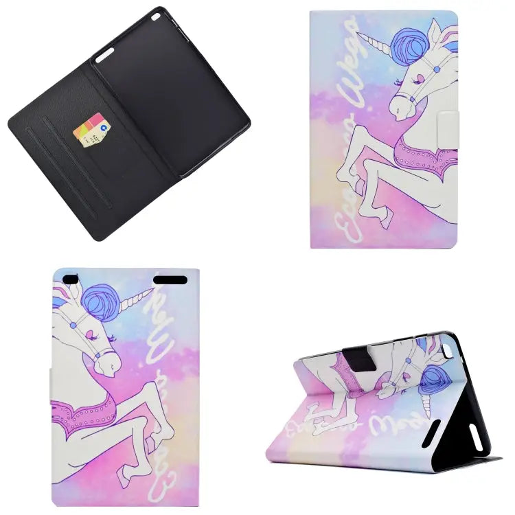 Electric Pressed Left Right Flat Feather Case with Sleep Function Pen Cover & Card Slot & Holder For Huawei T5-10.0