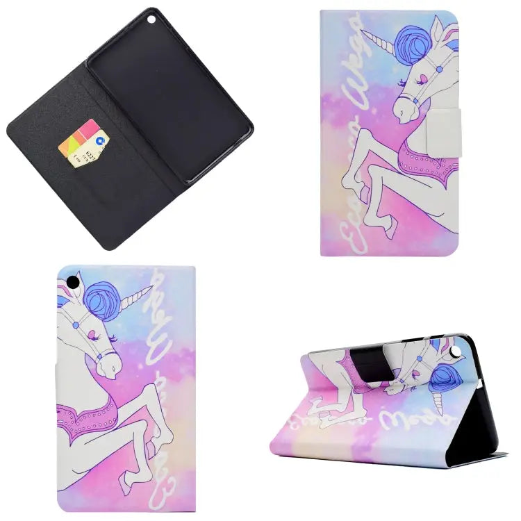 Electric Pressed Left Right Flat Feather Case with Sleep Function Pen Cover & Card Slot & Holder For Galaxy Tab E T560