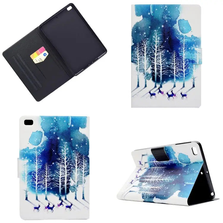 Electric Pressed Left Right Flat Feather Case with Sleep Function Pen Cover & Card Slot & Holder For Galaxy Tab E T560