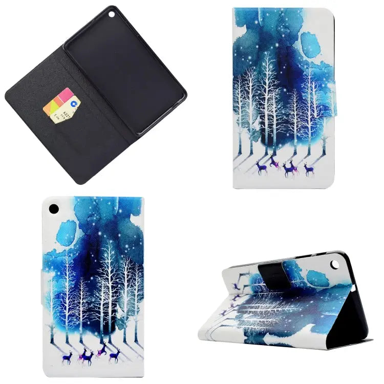 Electric Pressed Left Right Flat Feather Case with Sleep Function Pen Cover & Card Slot & Holder For Galaxy Tab E T560
