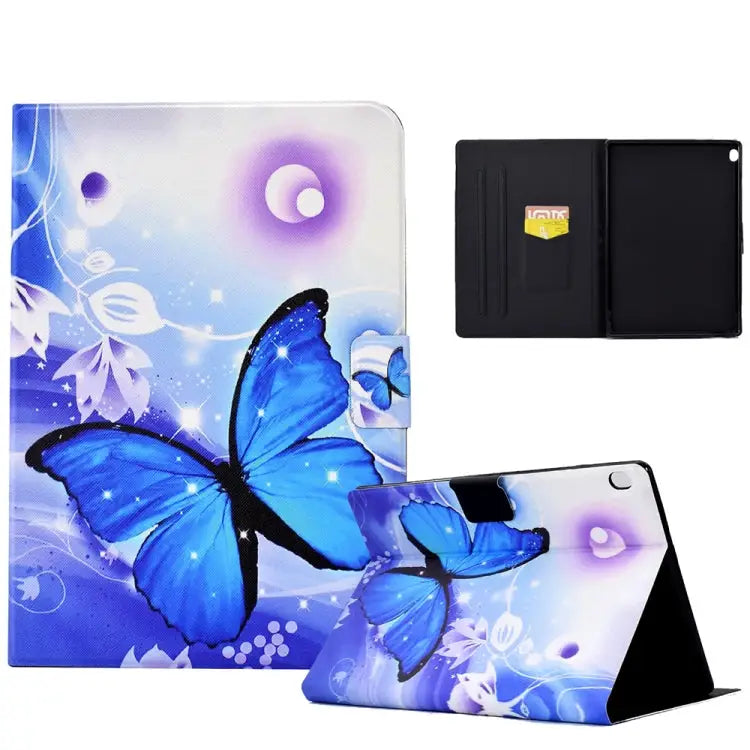 Electric Pressed TPU Smart Leather Tablet Case For Lenovo Tab M10 FHD REL - For Lenovo Tab M10 FHD REL / Blue Butterfly