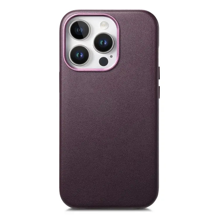 Electroplated Metal Button MagSafe Phone Case - For iPhone 14 Pro Max / Purple