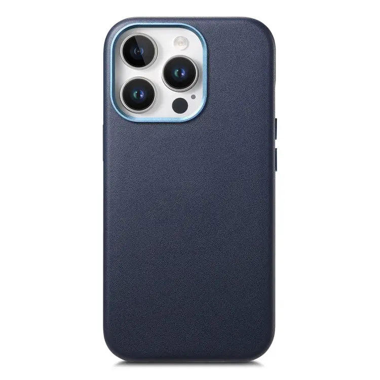 Electroplated Metal Button MagSafe Phone Case - For iPhone 14 Pro Max / Dark Blue