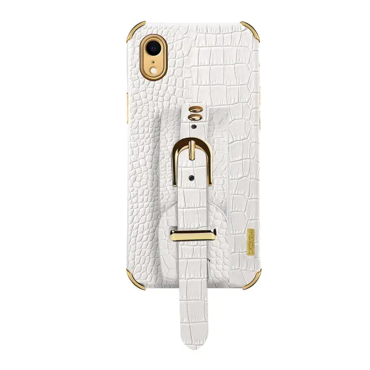 Electroplated TPU Crocodile Pattern Leather Case with Wrist Strap For iPhone XR For iPhone XS Max For iPhone 11