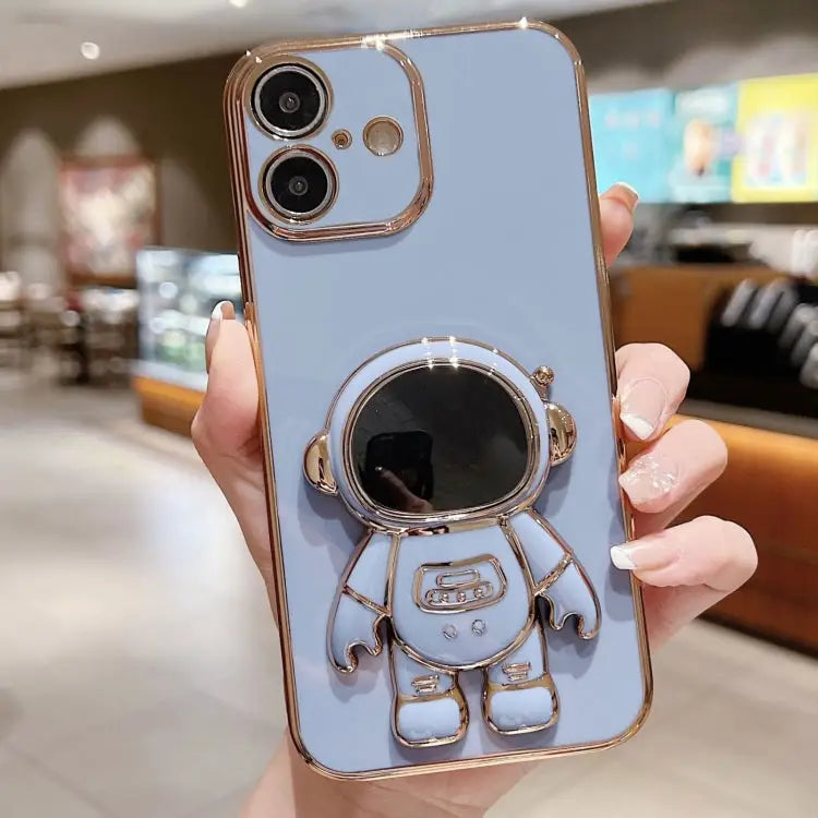Electroplating Astronaut Holder Phone Case - For iPhone 16 / Blue