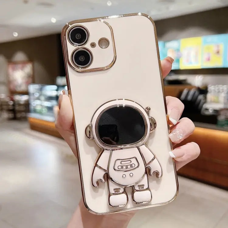 Electroplating Astronaut Holder Phone Case - For iPhone 16 / Pink