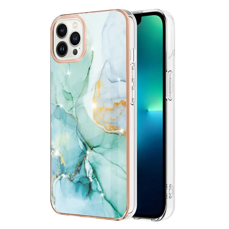 Electroplating Marble Pattern Dual-side IMD TPU Shockproof Phone Case For iPhone 16 Pro Max For iPhone 16 Pro