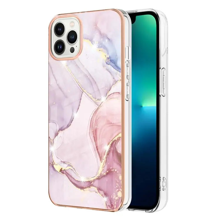 Electroplating Marble Pattern Dual-side IMD TPU Shockproof Phone Case For iPhone 16 Pro Max For iPhone 16 Pro