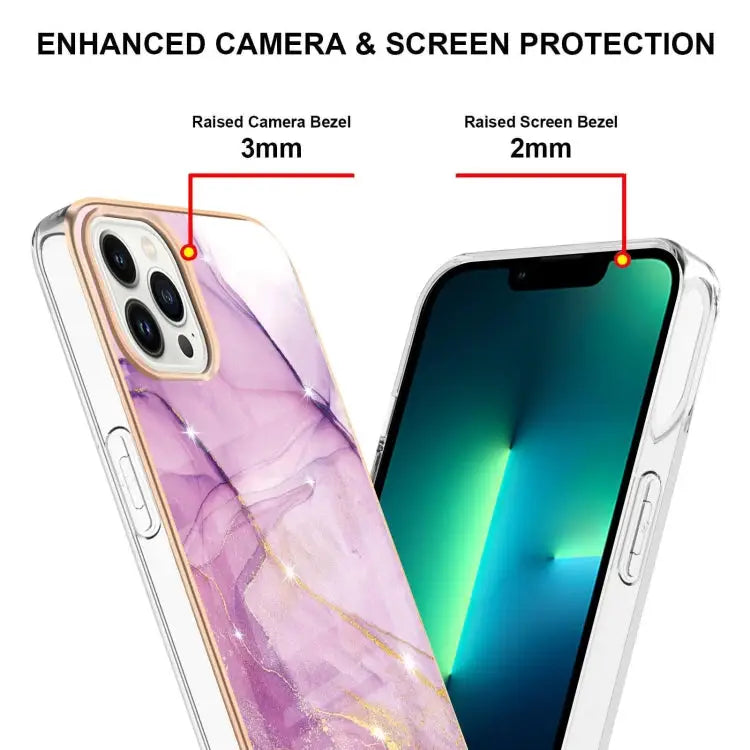 Electroplating Marble Pattern Dual-side IMD TPU Shockproof Phone Case For iPhone 16 Pro Max For iPhone 16 Pro