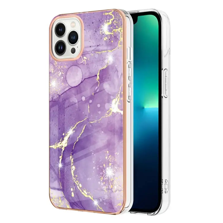 Electroplating Marble Pattern Dual-side IMD TPU Shockproof Phone Case For iPhone 16 Pro Max For iPhone 16 Pro