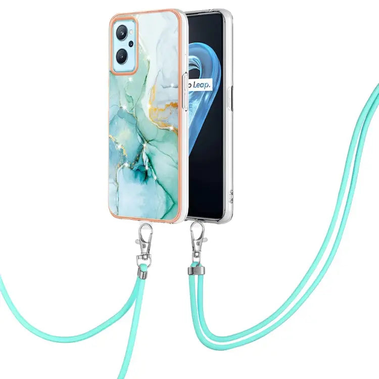 Electroplating Marble Pattern TPU Phone Case with Lanyard For OPPO Realme 9i / A36 / A96 4G - For OPPO Realme 9i / A36
