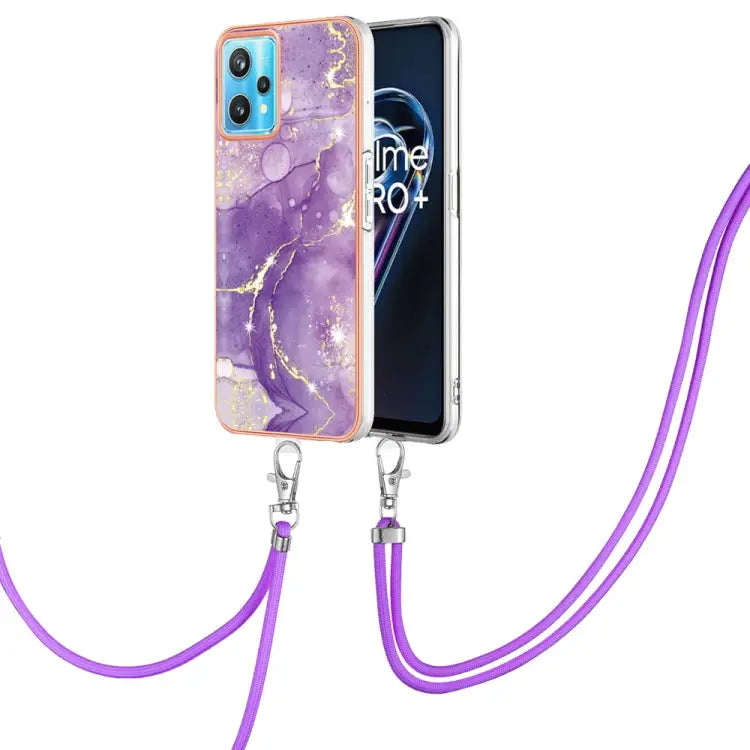 Electroplating Marble Pattern TPU Phone Case with Lanyard For Samsung Galaxy A23 5G / 4G For Samsung Galaxy A13 4G