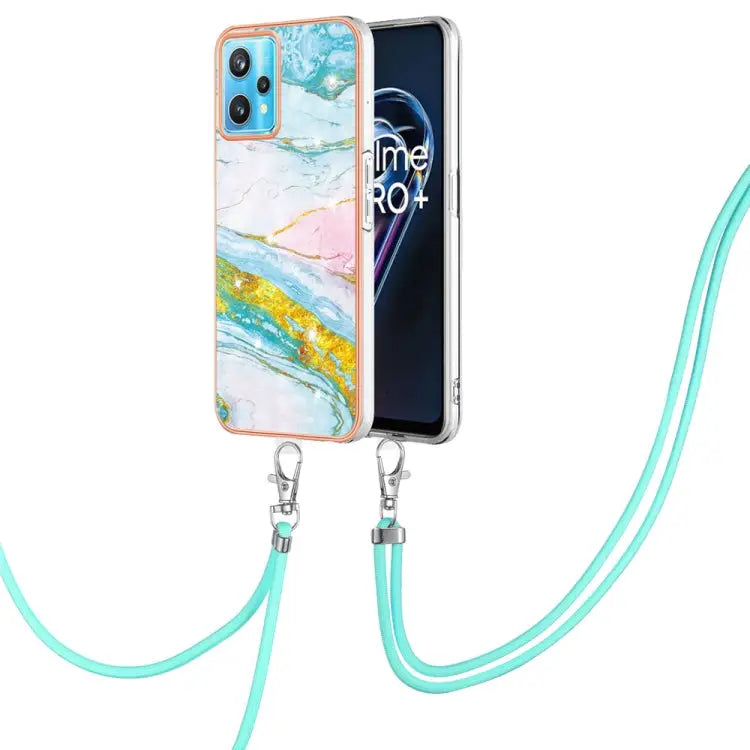 Electroplating Marble Pattern TPU Phone Case with Lanyard For Samsung Galaxy A23 5G / 4G For Samsung Galaxy A13 4G