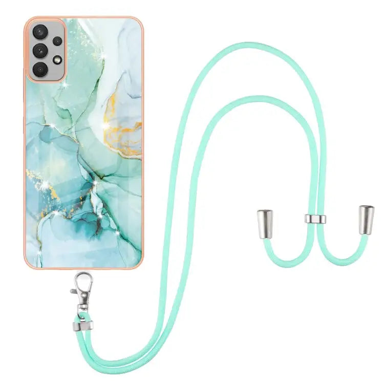 Electroplating Marble Pattern TPU Phone Case with Lanyard For Samsung Galaxy A23 5G / 4G For Samsung Galaxy A13 4G