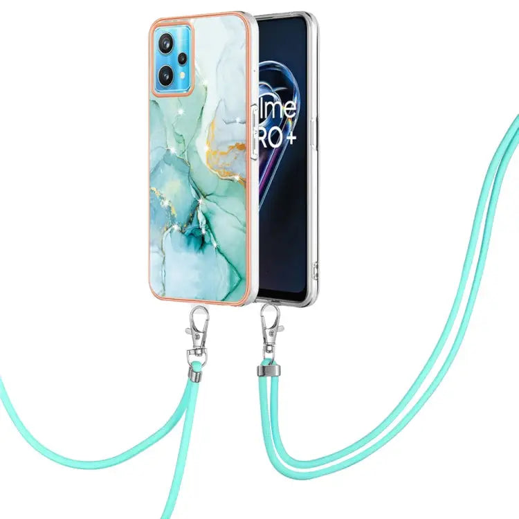 Electroplating Marble Pattern TPU Phone Case with Lanyard For Samsung Galaxy A23 5G / 4G For Samsung Galaxy A13 4G