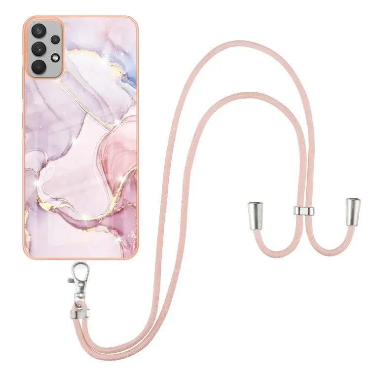 Electroplating Marble Pattern TPU Phone Case with Lanyard For Samsung Galaxy A23 5G / 4G For Samsung Galaxy A13 4G