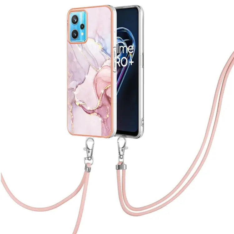 Electroplating Marble Pattern TPU Phone Case with Lanyard For Samsung Galaxy A23 5G / 4G For Samsung Galaxy A13 4G