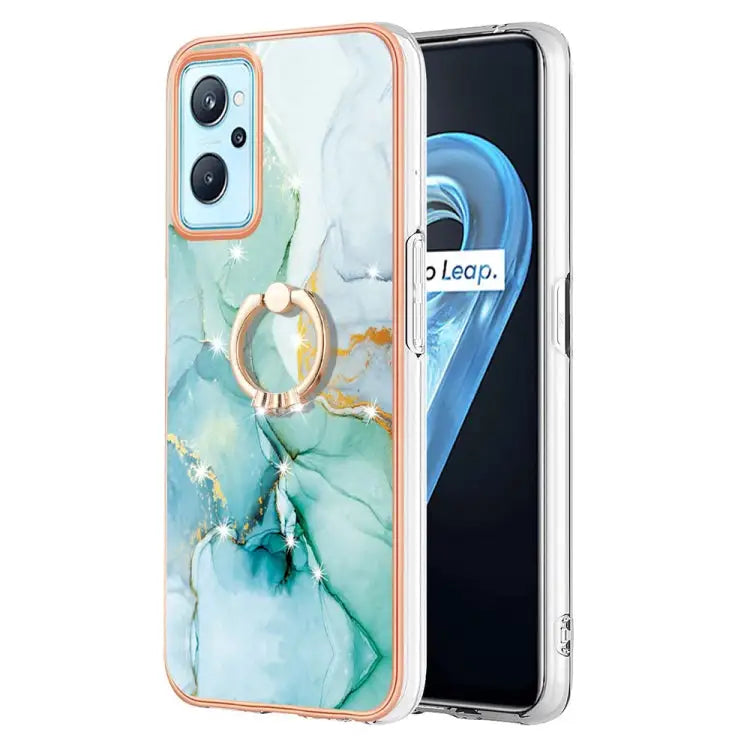 Electroplating Marble Pattern TPU Phone Case with Ring For OPPO Realme 9 Pro+ 5G For OPPO Realme 9 Pro 5G For OPPO