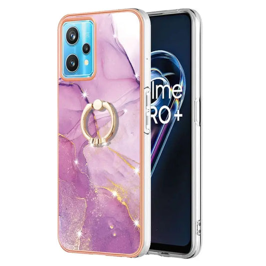 Electroplating Marble Pattern TPU Phone Case with Ring For OPPO Realme 9 Pro+ 5G For OPPO Realme 9 Pro 5G For OPPO