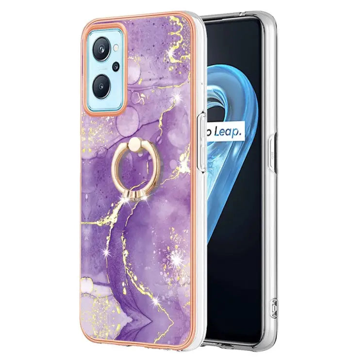Electroplating Marble Pattern TPU Phone Case with Ring For OPPO Realme 9 Pro+ 5G For OPPO Realme 9 Pro 5G For OPPO